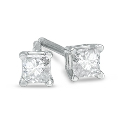 Solitaire Stud Earrings 14K White Gold Over .925 Sterling Silver 3.00 CT Princess Cut Yellow Sapphire 6MM 