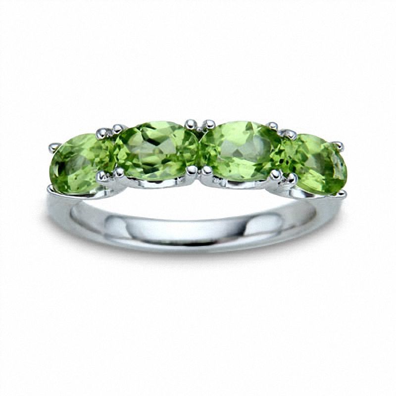 Main Image 1 of Sterling Silver Stackable Oval Peridot Ring