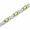 Thumbnail Image 0 of Oval Peridot Wave Bracelet in Sterling Silver