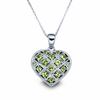 Thumbnail Image 1 of Sterling Silver Round Peridot Basket Weave Heart Pendant