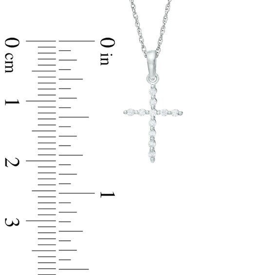 1/10 CT. T.w. Diamond Cross Pendant in 10K White Gold