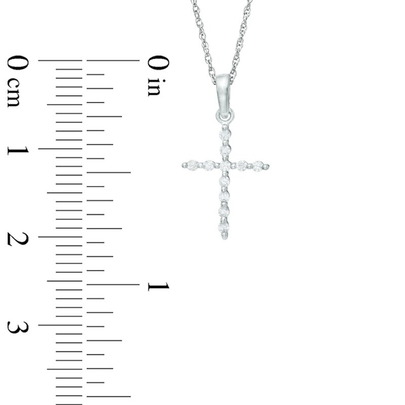 Main Image 2 of 1/10 CT. T.W. Diamond Cross Pendant in 10K White Gold