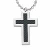 Thumbnail Image 1 of Men's Stainless Steel Cross Pendant with Carbon Fiber Accents