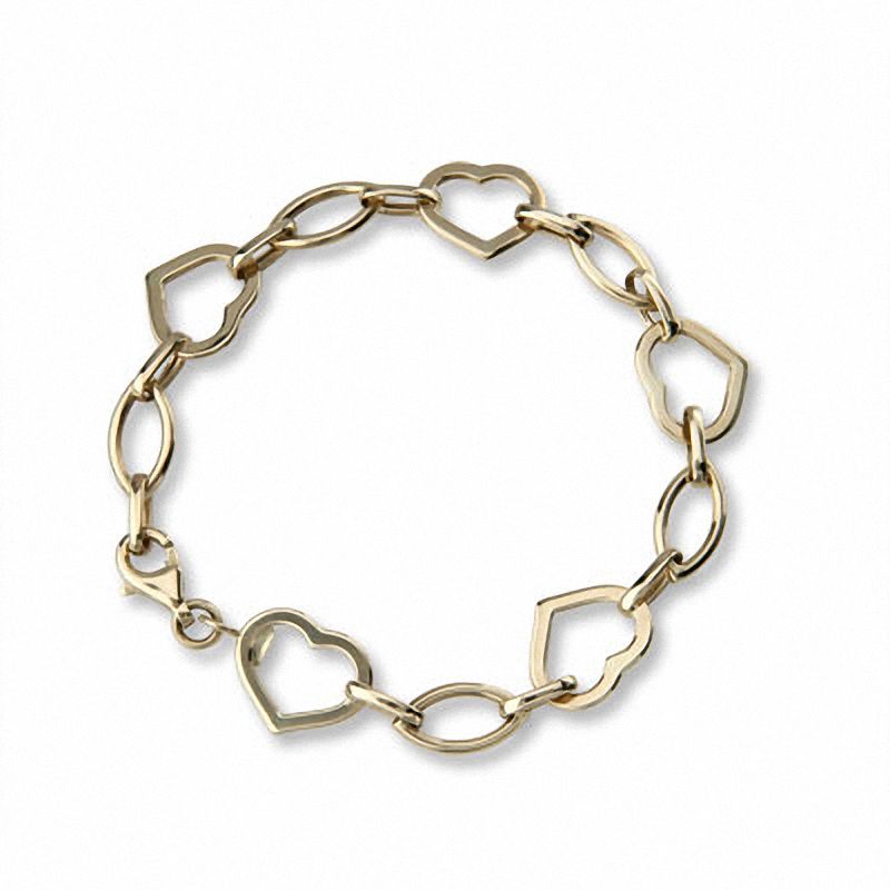 Main Image 1 of 14K Gold Heart Link Bracelet
