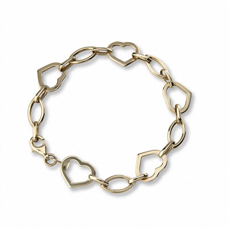 14K Gold Heart Link Bracelet