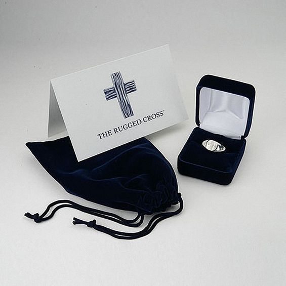 14K White Gold Rugged Cross Purity Ring