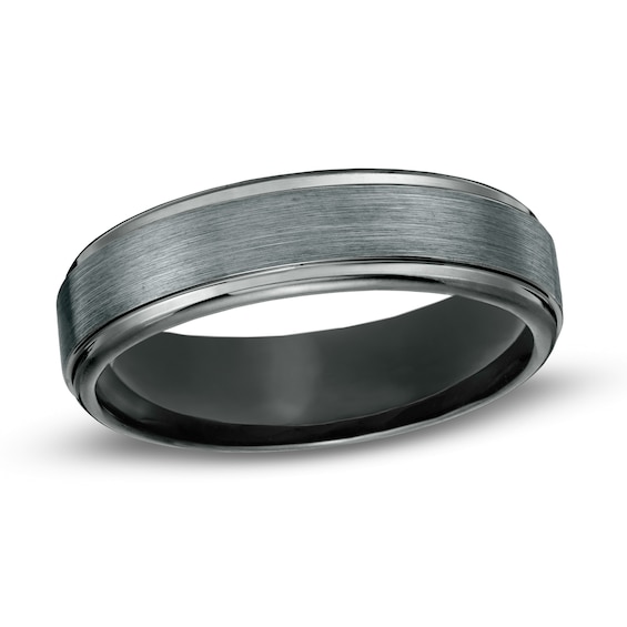 Men's 6.0mm Comfort-Fit Brushed center Wedding Band in Tungsten