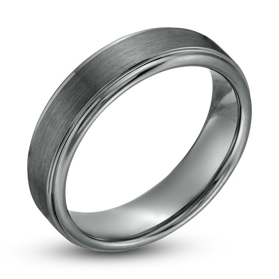 Men's 6.0mm Comfort-Fit Brushed center Wedding Band in Tungsten