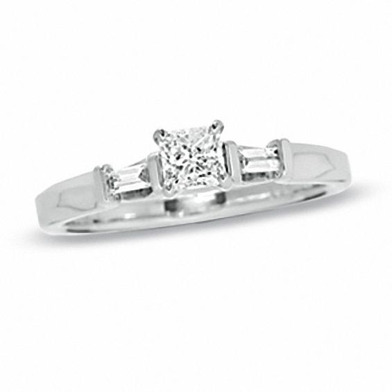 1/2 CT. T.w. Certified Princess-Cut Diamond Engagement Ring in 14K White Gold (J/I1)