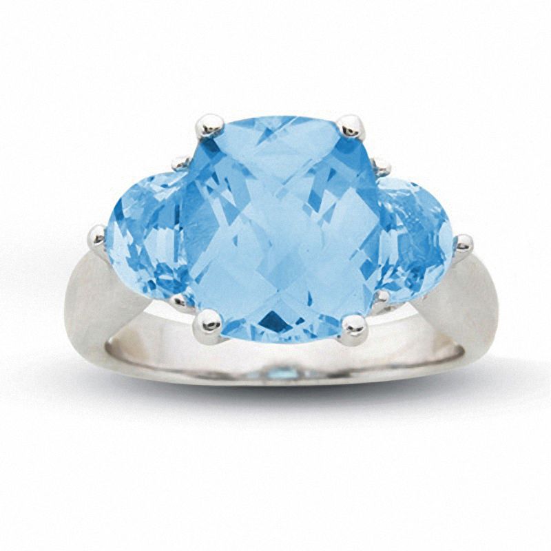 Blue Topaz Three Stone Fashion Ring in Sterling Silver