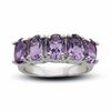 Thumbnail Image 1 of Sterling Silver Five Stone Oval Amethyst Fashion Ring
