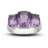 Thumbnail Image 1 of Cushion-Cut Amethyst Three Stone Ring in Sterling Silver