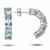 Thumbnail Image 1 of Sterling Silver Oval Blue Topaz Half Hoop Earrings