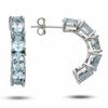 Thumbnail Image 0 of Sterling Silver Oval Blue Topaz Half Hoop Earrings