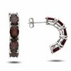Thumbnail Image 1 of Sterling Silver Oval Garnet Half Hoop Earrings