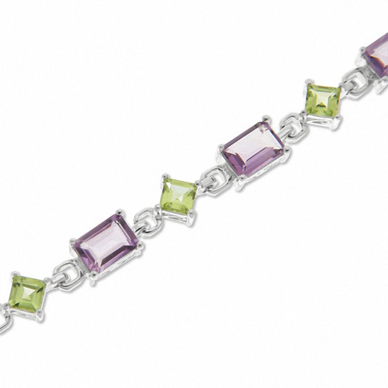 Main Image 1 of Sterling Silver Amethyst and Peridot Fashion Bracelet