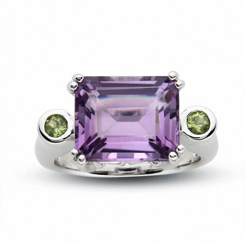 Main Image 1 of Amethyst and Peridot Fashion Ring in Sterling Silver