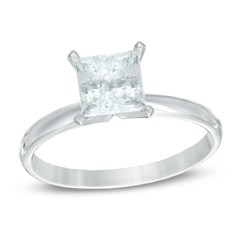 1-1/2 CT. Certified Princess-Cut Diamond Solitaire Engagement Ring in 14K White Gold (J/I2)