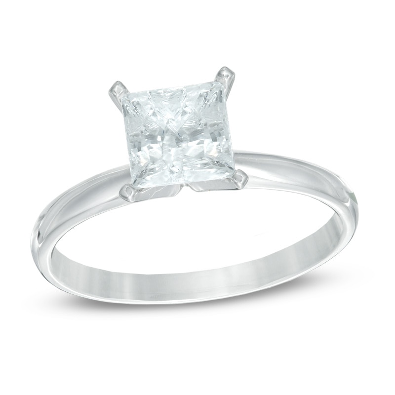 Main Image 1 of 1-1/2 CT. Certified Princess-Cut Diamond Solitaire Engagement Ring in 14K White Gold (J/I2)