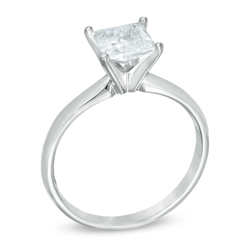 1-1/2 CT. Certified Princess-Cut Diamond Solitaire Engagement Ring in 14K White Gold (J/I2)