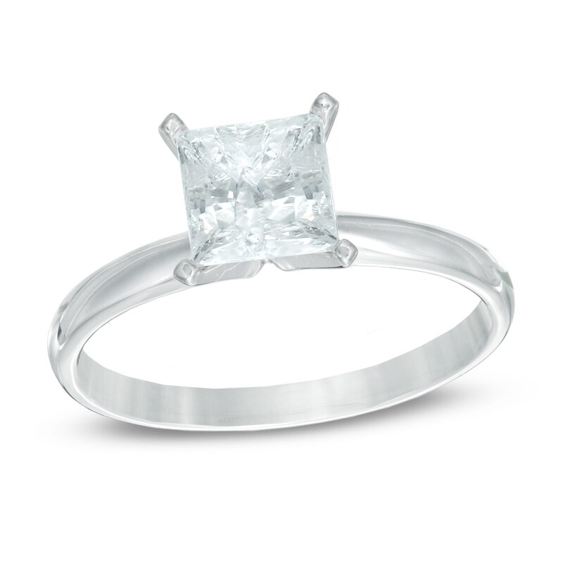 Main Image 1 of 1-1/2 CT. Certified Princess-Cut Diamond Solitaire Engagement Ring in 14K White Gold (J/I2)