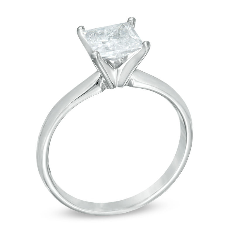 Main Image 2 of 1-1/2 CT. Certified Princess-Cut Diamond Solitaire Engagement Ring in 14K White Gold (J/I2)
