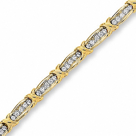 1 CT. T.w. Diamond Fashion "X" Bracelet in 10K Gold