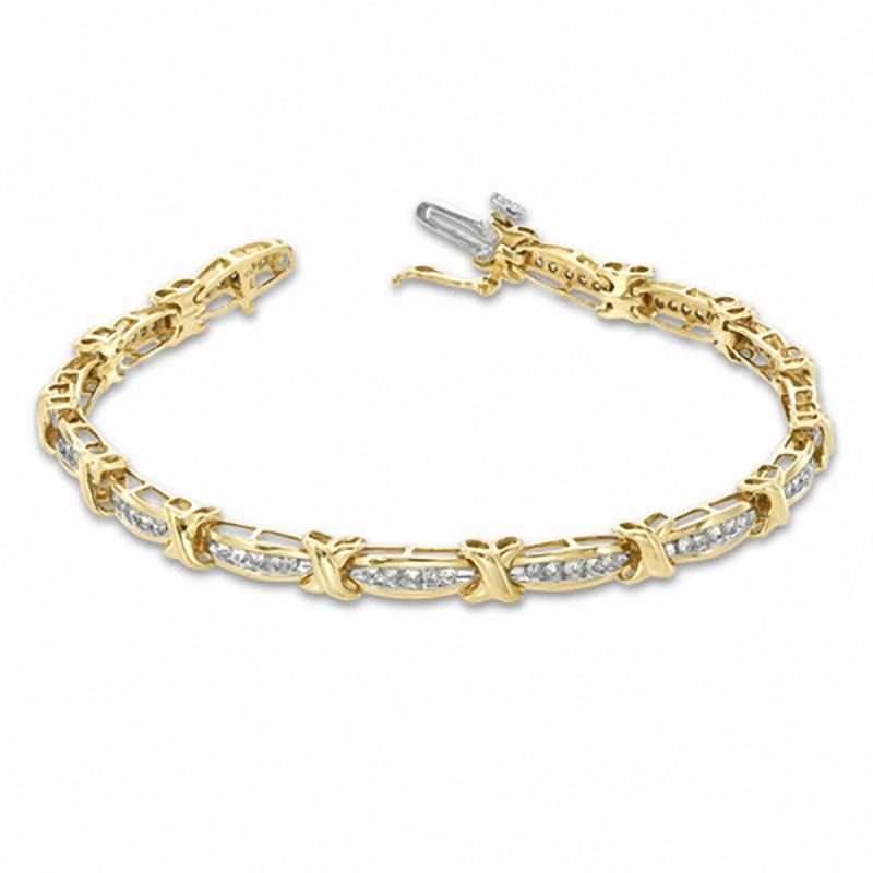 1 CT. T.W. Diamond Fashion "X" Bracelet in 10K Gold