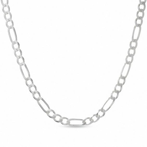 Men's 8.0mm PavÃ© Figaro Necklace in Sterling Silver - 22"