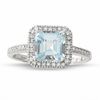 Thumbnail Image 0 of Square Aquamarine Ring in 14K White Gold with Diamond Accents