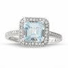 Thumbnail Image 1 of Square Aquamarine Ring in 14K White Gold with Diamond Accents