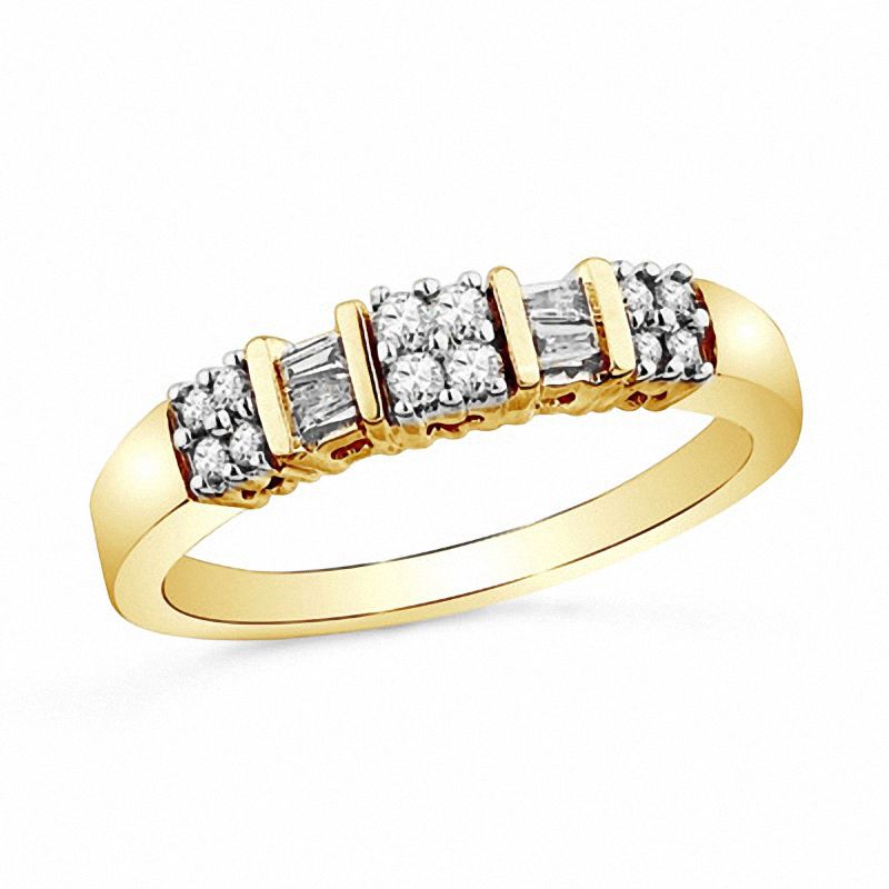 Main Image 1 of 1/4 CT. T.W. Diamond Clover Band in 10K Gold