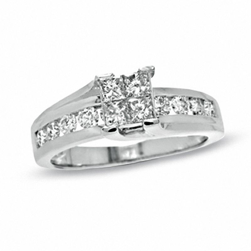 1 CT. T.W. Quad Princess Diamond Ring in 14K White Gold