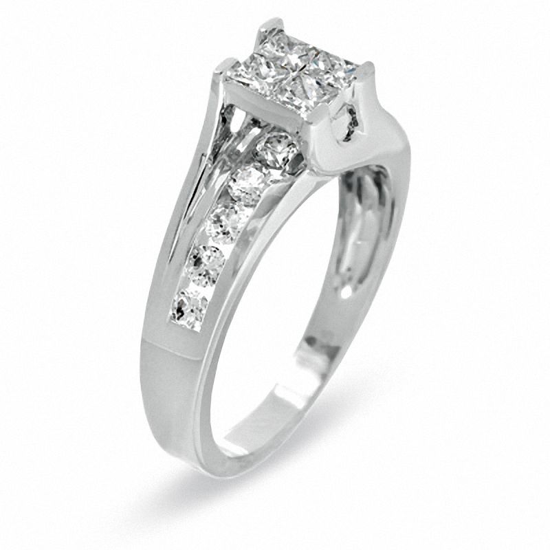 1 CT. T.W. Quad Princess Diamond Ring in 14K White Gold