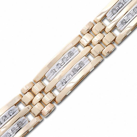 Men's 1 CT. T.w. Diamond Bracelet in 10K Two-Tone Gold - 8.5"