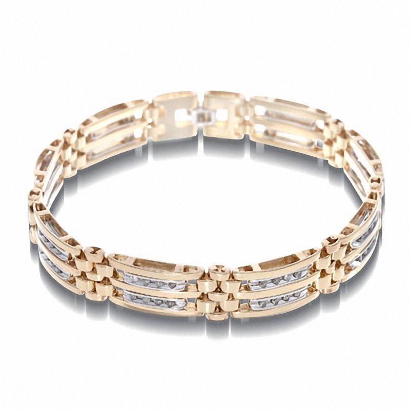 Men's 1 CT. T.W. Diamond Bracelet in 10K Two-Tone Gold - 8.5"