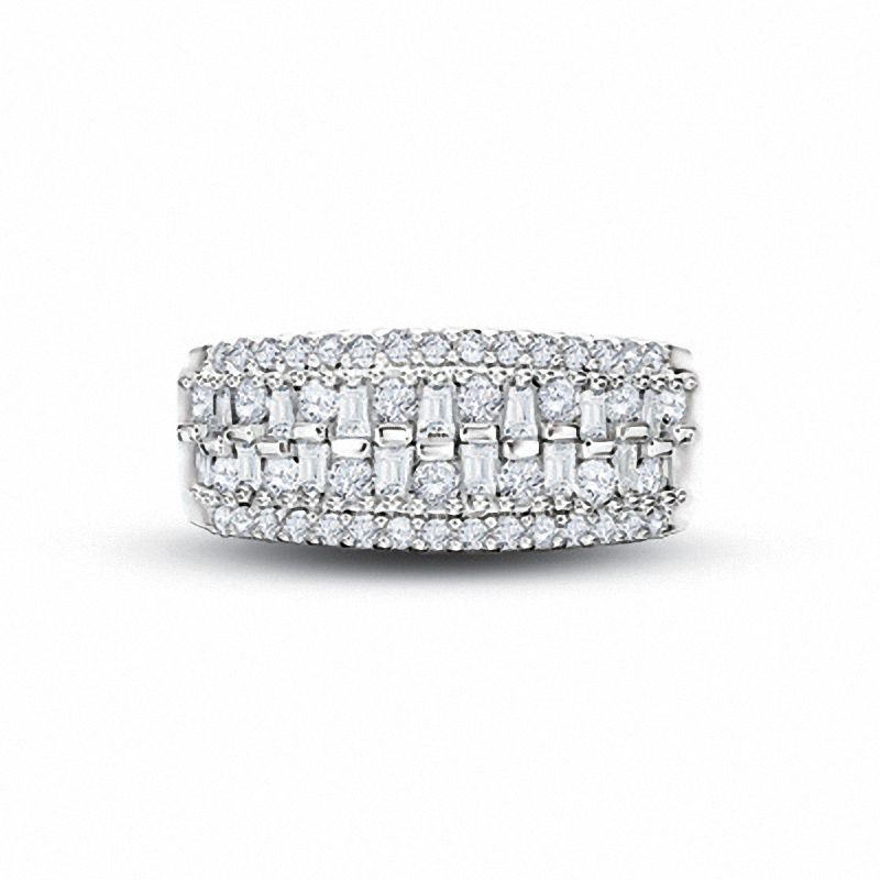 Main Image 1 of 1 CT. T.W. Round and Baguette Diamond Anniversary Band in 10K White Gold