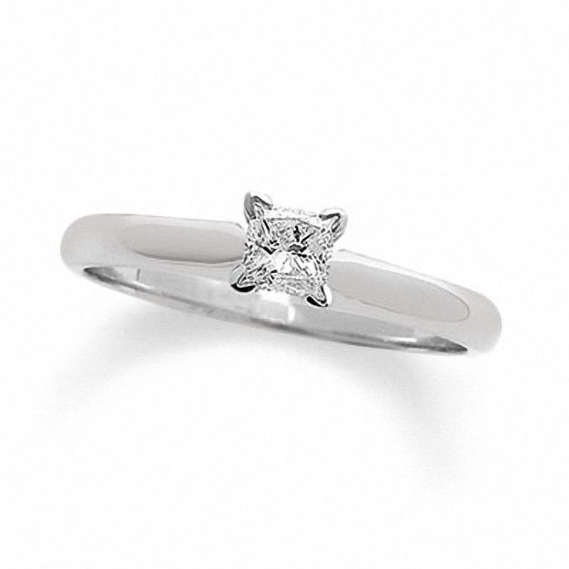 1/2 CT. Princess Cut Diamond Solitaire Engagement Ring in 18K White Gold - Signature Collection