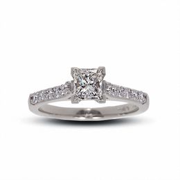 1 CT. T.W. Certified Colourless Princess-Cut Diamond Solitaire Engagement Ring in 18K White Gold