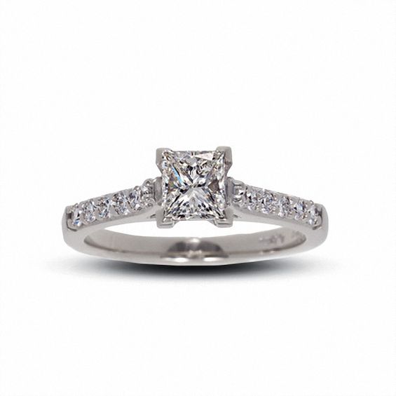 1 CT. T.w. Certified Colourless Princess-Cut Diamond Solitaire Engagement Ring in 18K White Gold