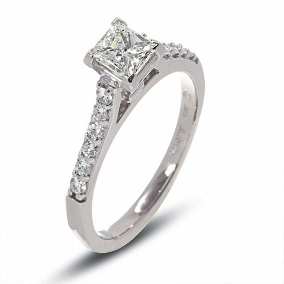 1 CT. T.w. Certified Colourless Princess-Cut Diamond Solitaire Engagement Ring in 18K White Gold