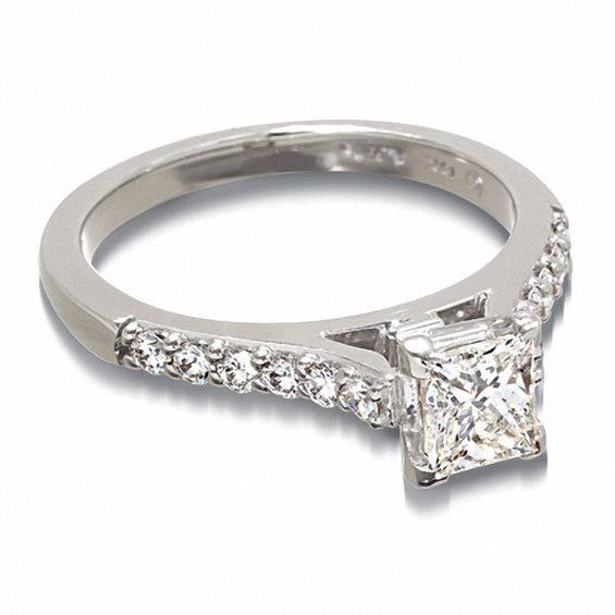 1 CT. T.w. Certified Colourless Princess-Cut Diamond Solitaire Engagement Ring in 18K White Gold