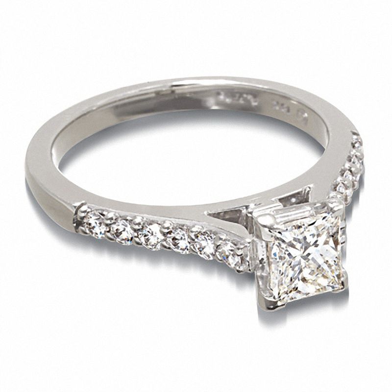 Main Image 3 of 1 CT. T.W. Certified Colourless Princess-Cut Diamond Solitaire Engagement Ring in 18K White Gold