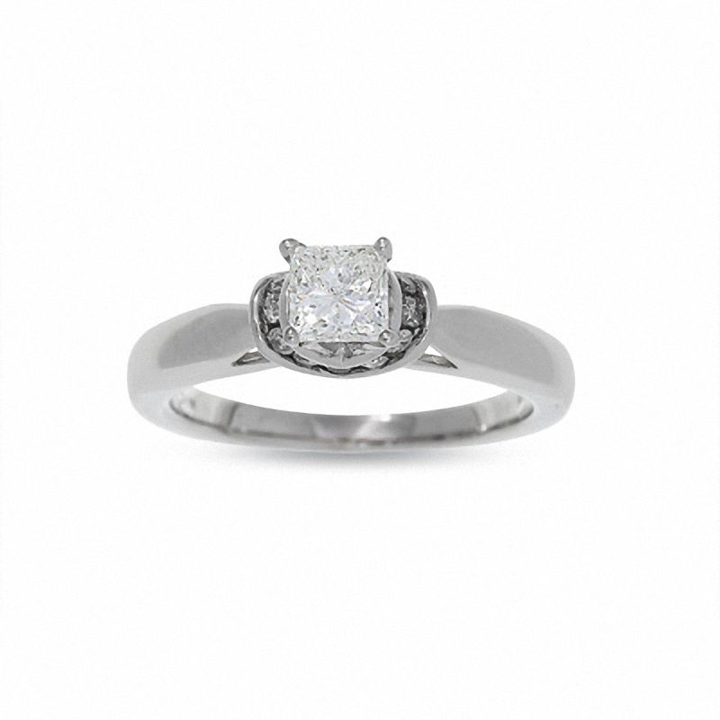 3/4 CT. Princess Cut Diamond Solitaire Engagement Ring in 14K White Gold