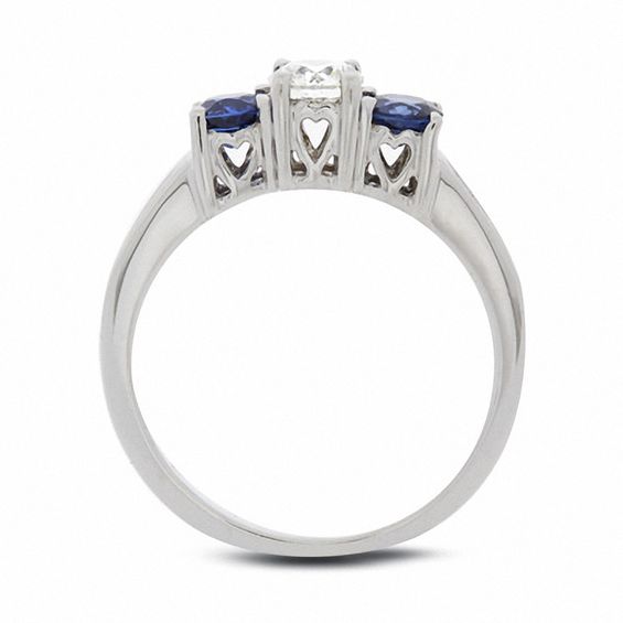 Diamond and Sapphire Past Present Future® Ring in 14K White Gold