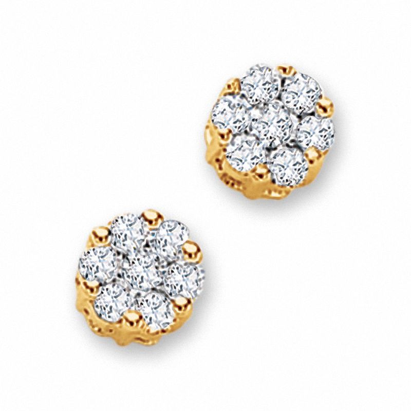 Main Image 1 of 1/2 CT. T.W. Diamond Flower Stud Earrings in 14K Gold