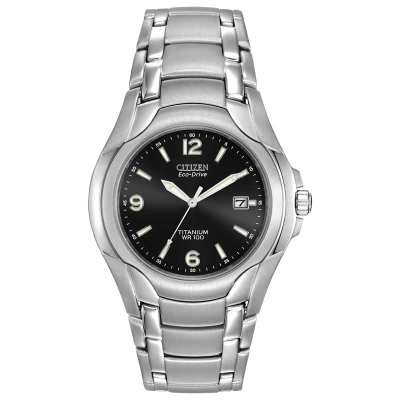 Main Image 1 of Men's Citizen Eco-Drive® Titanium Watch with Black Dial (Model: BM6060-57F)