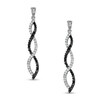 Thumbnail Image 1 of 1/2 CT. T.W. Enhanced Black and White Diamond Twine Earrings in 10K White Gold
