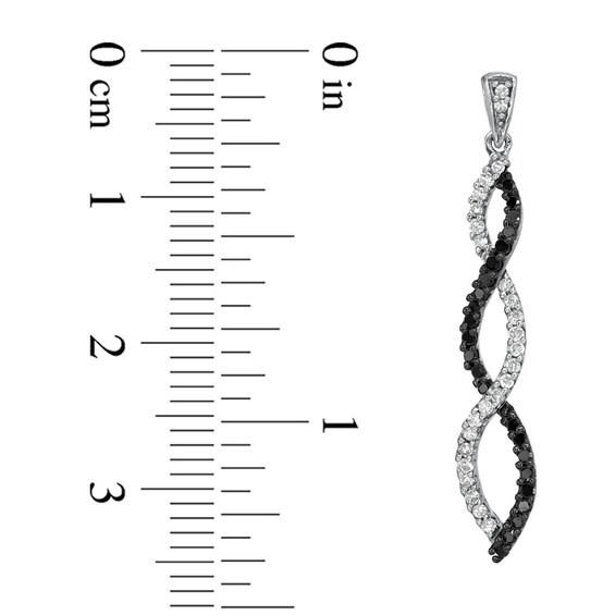 1/2 CT. T.w. Enhanced Black and White Diamond Twine Earrings in 10K White Gold