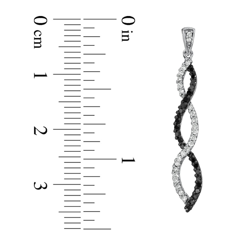 Main Image 2 of 1/2 CT. T.W. Enhanced Black and White Diamond Twine Earrings in 10K White Gold